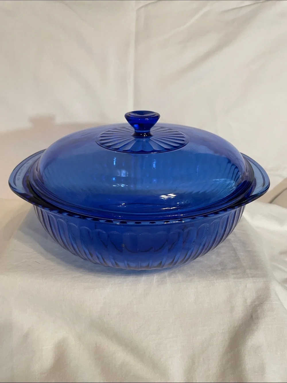 Pyrex Cobalt Blue Glass Covered Casserole